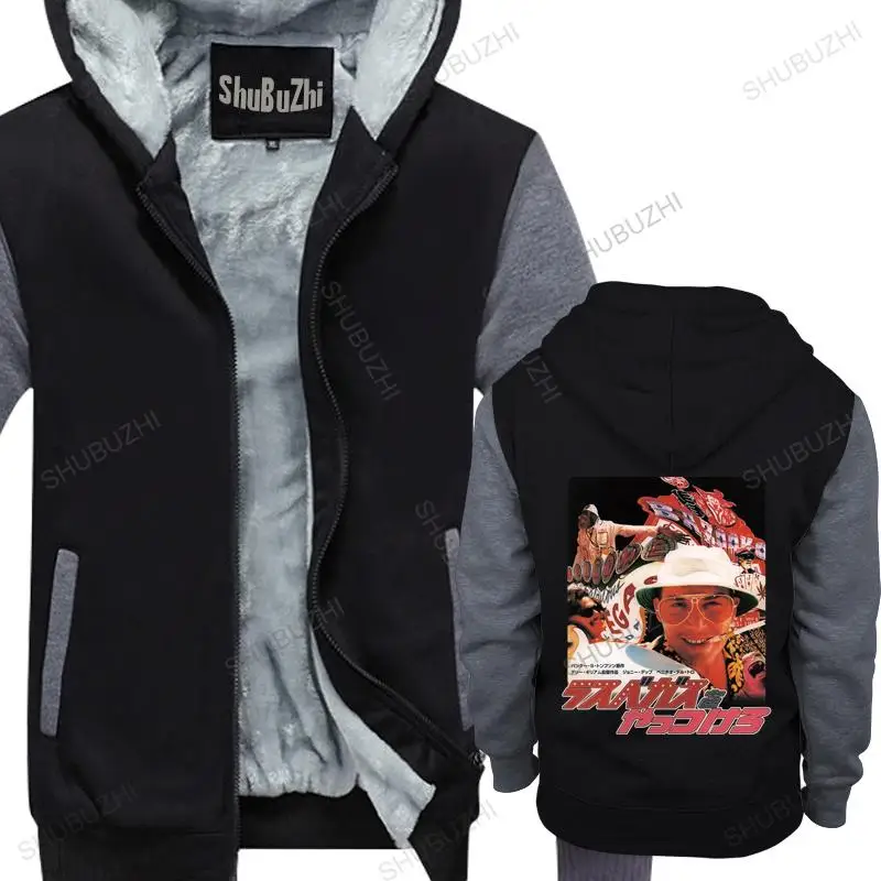 

Men thick hoodies pullover Fear Loathing Las Vegas Japan Japanese Movie Poster Johnny Depp Vintage warm hoody homme bigger size