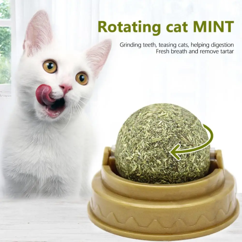 1PC Cat Catnip Ball Cat Snack Rotating Mint Ball Toy Molar Teeth Cleaning Toy Promote Digestion Grass Cats Accessories