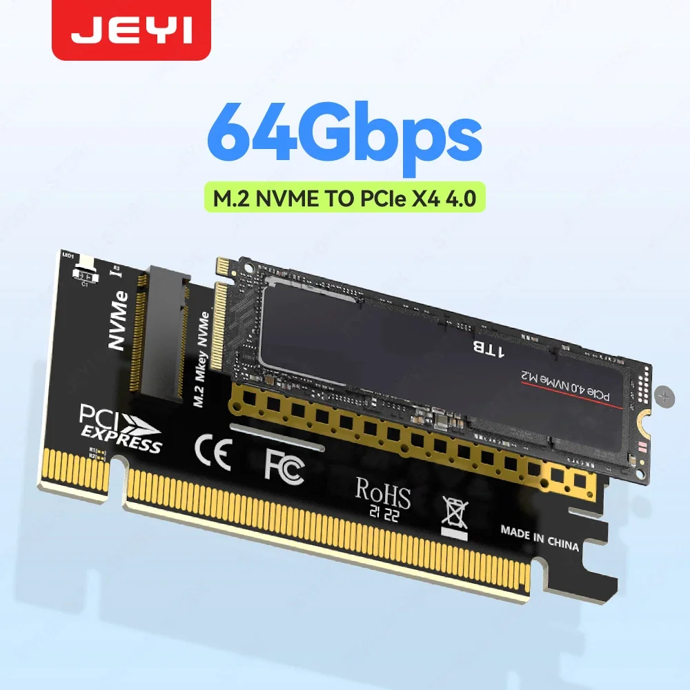JEYI M.2 NVME to PCIe 4.0 x16 Adapter M.2 NVMe SSD to PCI-e 4.0 Expansion Card Supports 2280/60/42/30 Solid State Drives ssd adapter card m.2 to pcie adapter pcie adapter card pcie expansion card m.2 expansion card