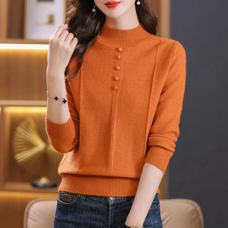 

New Middle aged Women Sweaters Pullovers Autumn Winter Long Sleeve Bottom Shirt knitted Sweater Female Casual Jumper Knitwear