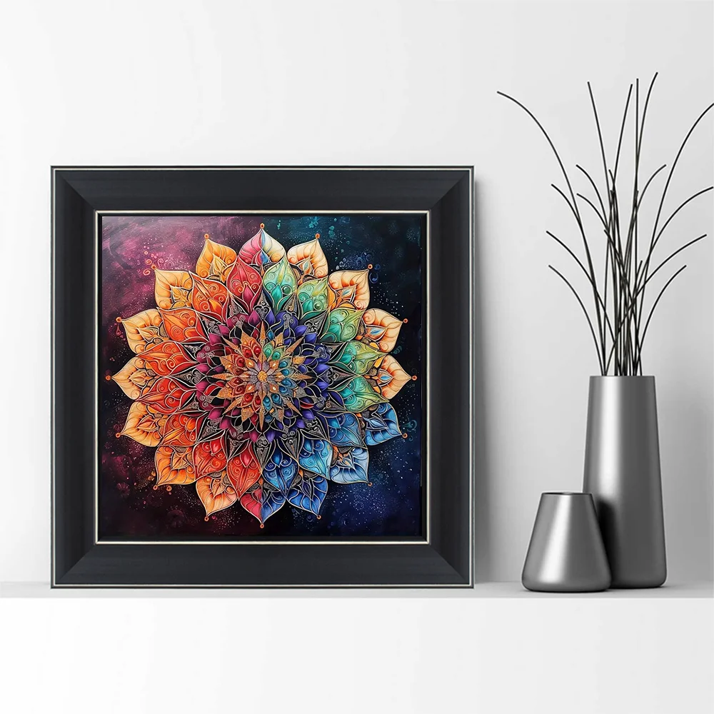 Cross stitch kit Cross Pattern Mandala Flower Cotton Thread Needlework Printed Canvas DIY Kits Home Decoration Gift