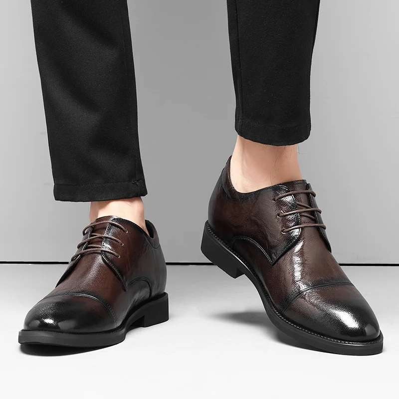 Man Elevator Shoes Business Dress Leather Shoes 3/6/8cm Formal High Quality Oxfords Versatile Wedding