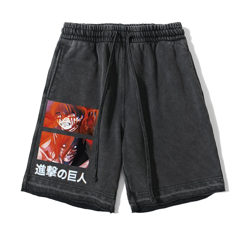 

Japanese Anime Shorts Washed Shorts Summer Men's Sports Fashion Casual Daily Running Workout Jogging Fitness