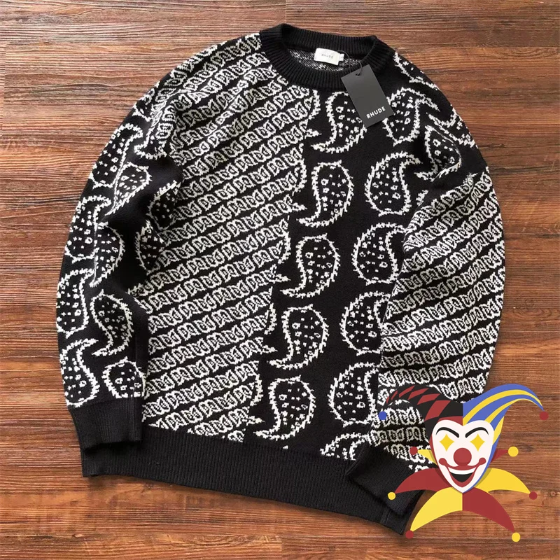 

Rhude Jacquard Sweater Men Women 1:1 Best Quality Casual O-Neck Sweatshirts