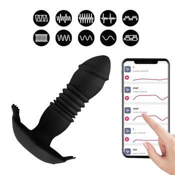 Bluetooth Thrusting Dildo Vibrator Big Butt Plug Anal Vibrator APP Control Male Prostate Massager Anus Sex Toy Vibrators for Men 3