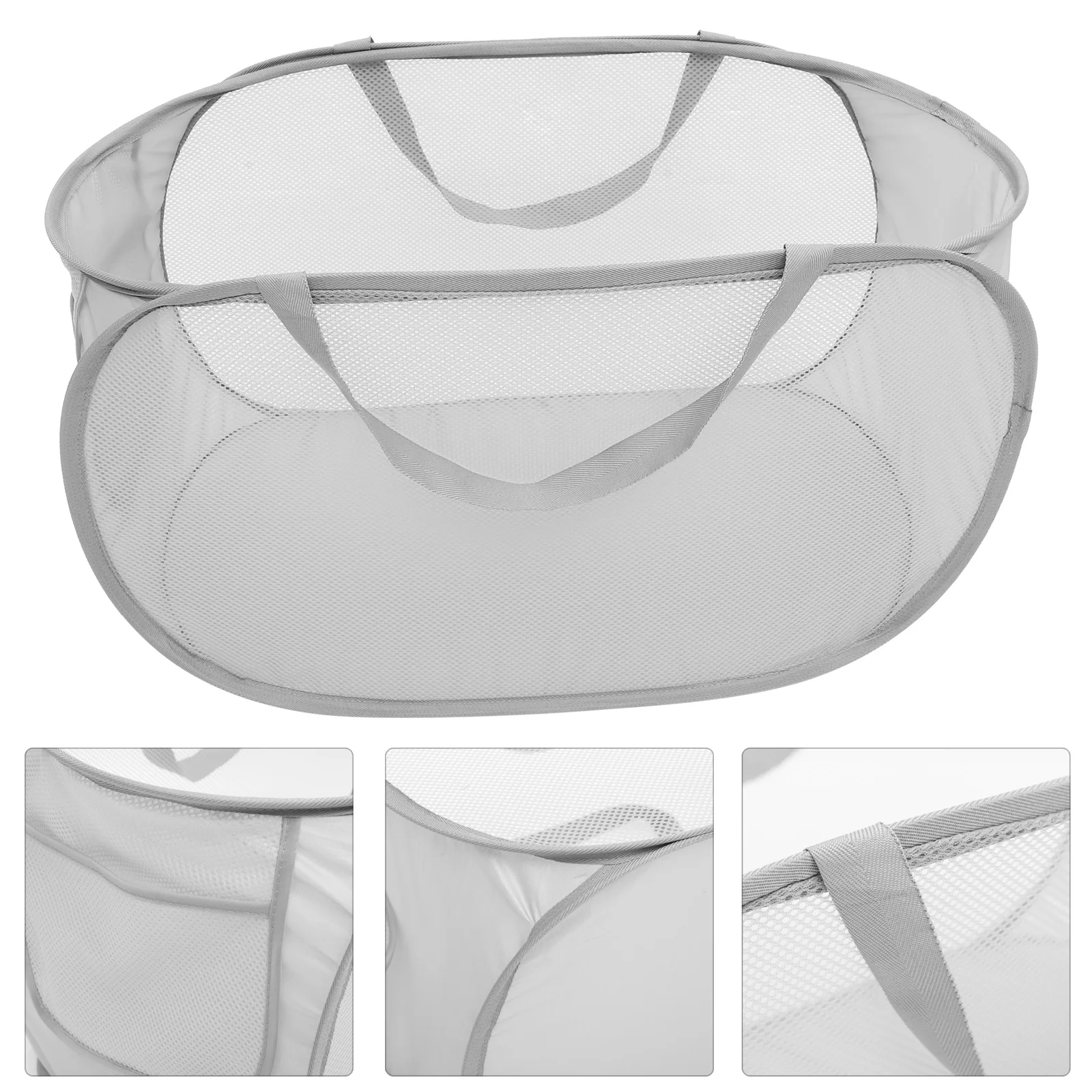 

Mesh Laundry Basket Hampers Bag Dirty Clothes Polyester Foldable Child Kids Toy Storage with Handle