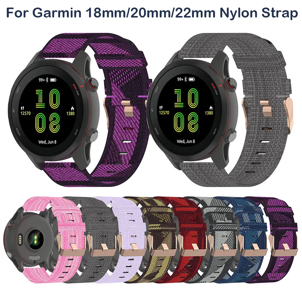 

For Garmin Forerunner 255 55 255S Strap 18mm 22mm 20mm Nylon Sports Bracelet For Garmin Venu 2 2Plus Vivoactive 3 4 Watchband