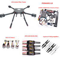 PIXHAWK2.4.8 Flight Control Carbon Fiber 450 Frame Kit Ardupilot 100MW Radio Telemetry Quadcopter BLHELI 20A 2212 Motor ESC