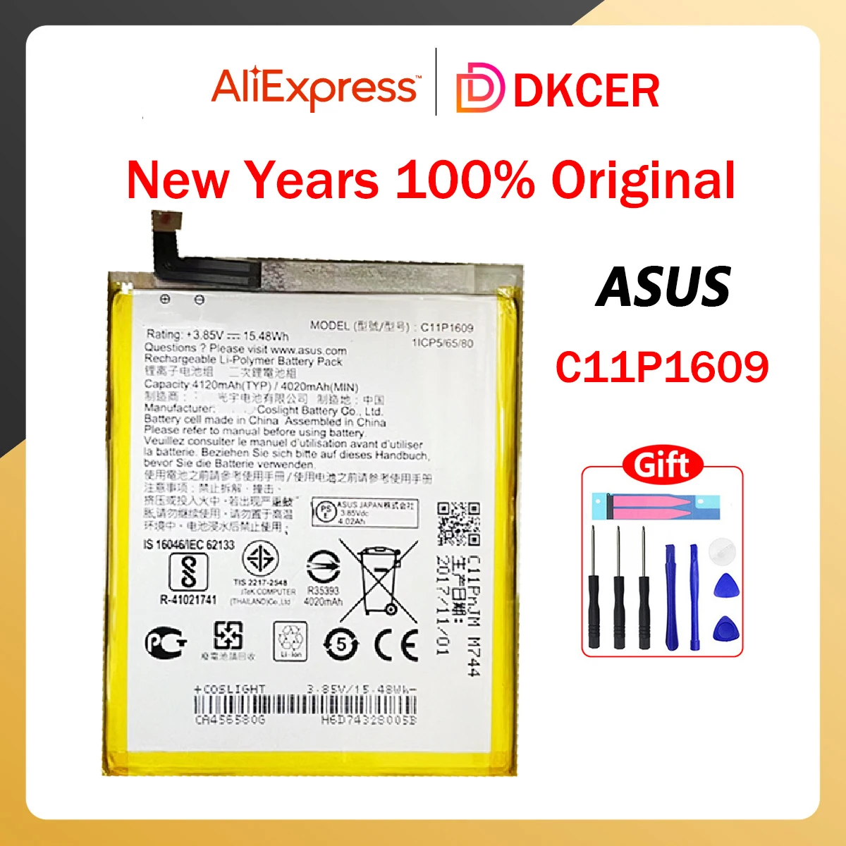 

Оригинальный Аккумулятор для ASUS Zenfone 3 Max, ZC553KL X00DDA, 4 Max, 5,2 "ZC520KL X00HD Аккумуляторы, 4120 мАч, новый