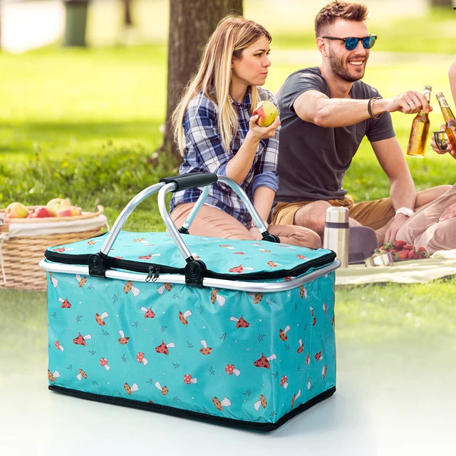 Sac isotherme pour pique-nique, sac de refroidissement en tissu Oxford avec isolation en aluminium (bleu