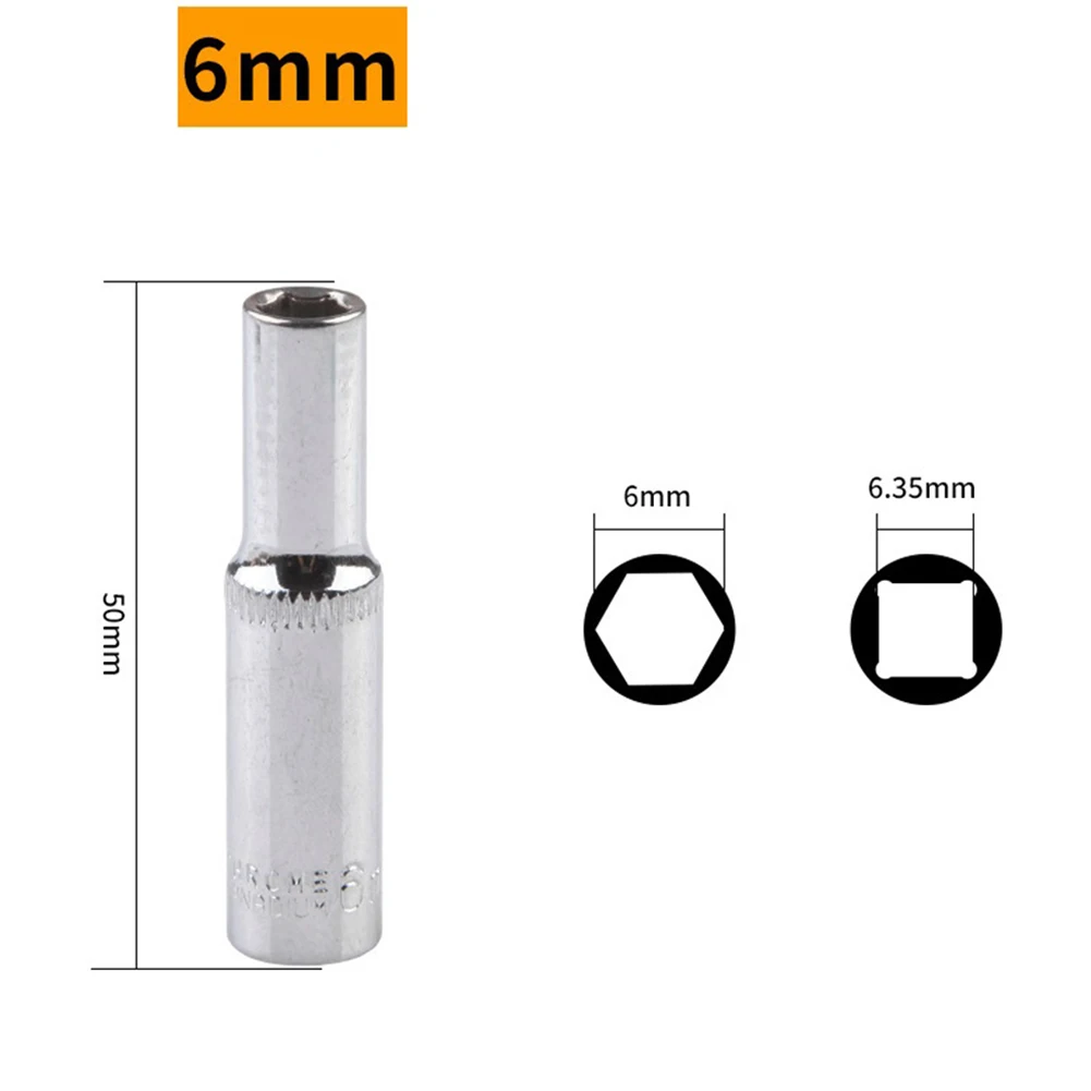 Description Picture 6 of item4-14mm Deep Socket set 1/4inch Hex Socket Ratchet Wrench Drive Sockets Adapter Hand Repair Tools 4-5-6-7-8-9-10-11-12-13-14mm