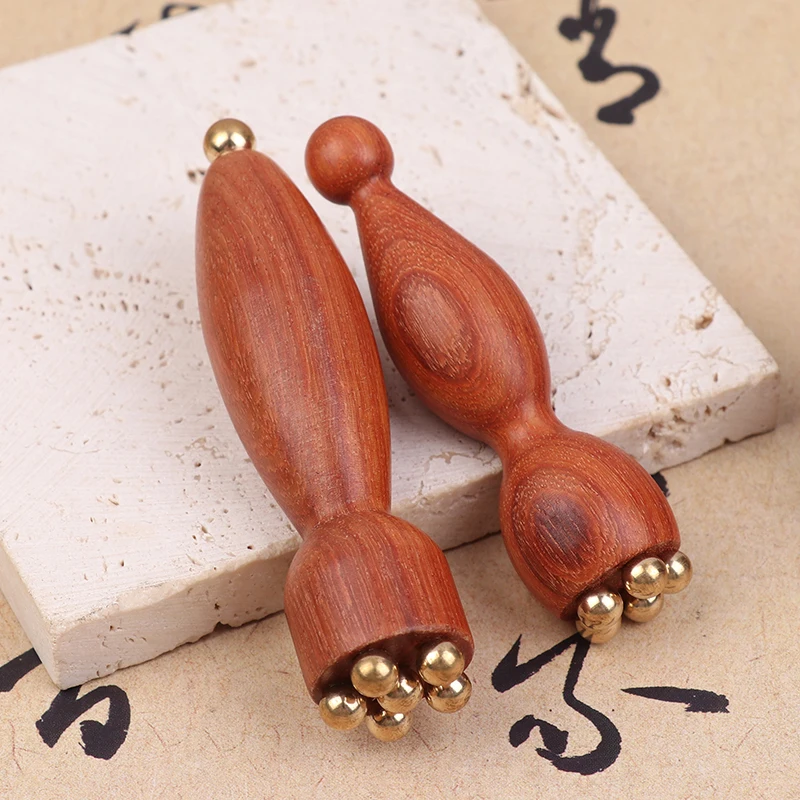 Handheld Lotus Seedpod Beauty Professional Brass & Rosewood Facial Gua Sha Tool Eye Relaxation Spot Meridians Acupoint Massage