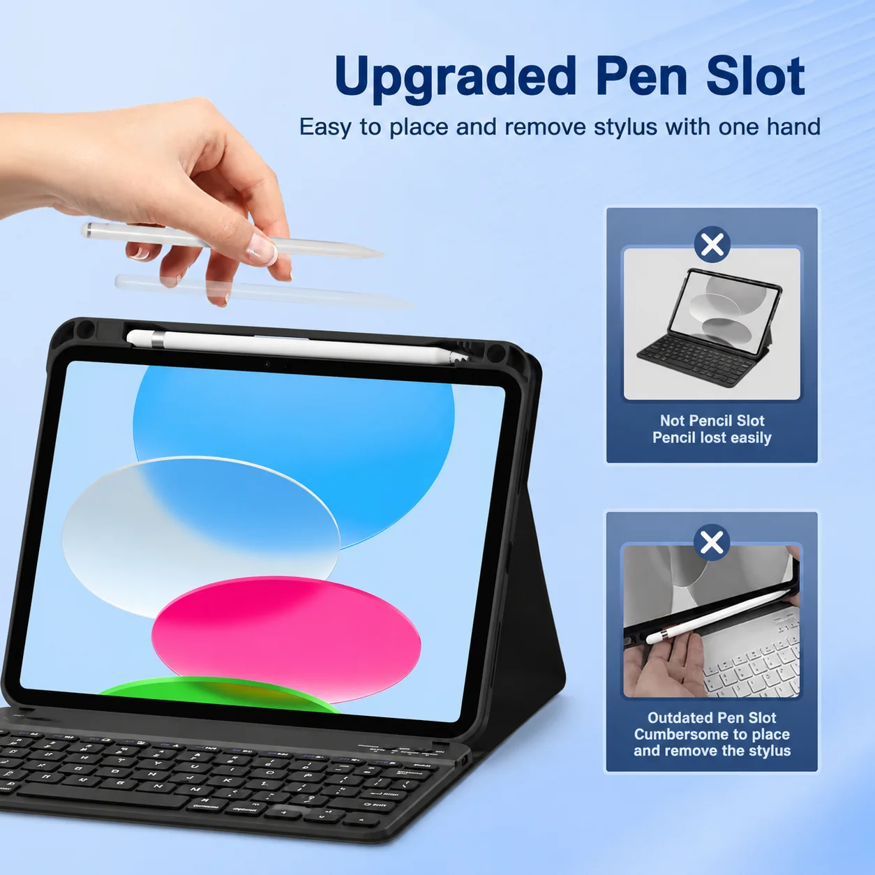 iPad 11 Keyboard Case with Pencil Holder - Detachable Wireless Keyboard & Charging Support