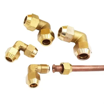 Fit Tube O.D 6/8/10/12/14mm Equal Elbow Brass Flare Pipe Fitting With Nut 1