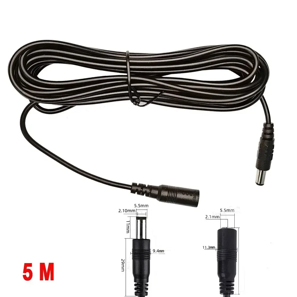 Power Adapter 10M/ 5M 5.5mm*2.1mm DC Connector Extension Cord Jack Lead Cable DC Female Male External Plug