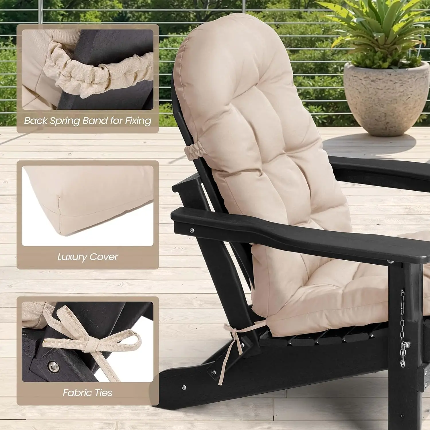 Outdoor Rocking Chair Cushions Water Resistant 50x20x4 Inch High Back Patio Chair Cushions Set of 2