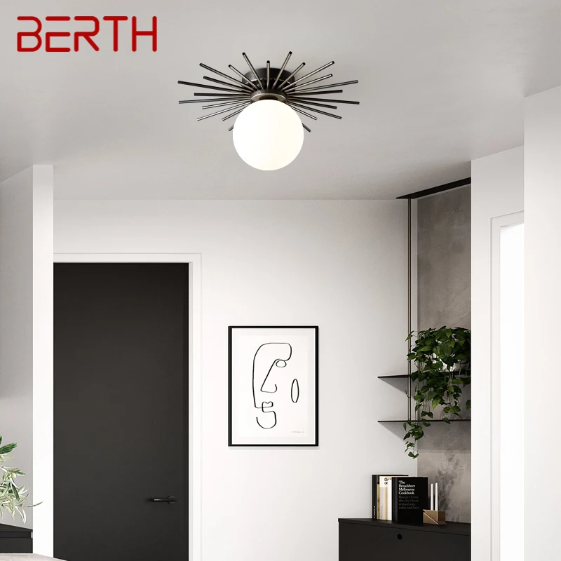 

BERTH Contemporary Brass Ceiling Light Nordic Simple Creative Copper Lamp Fixtures Home For Stairs Aisle Decor