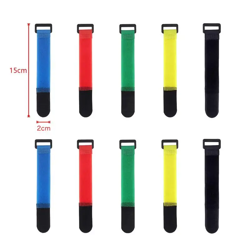 10-Pack Reusable Colored Nylon Hook and Loop Cable Ties