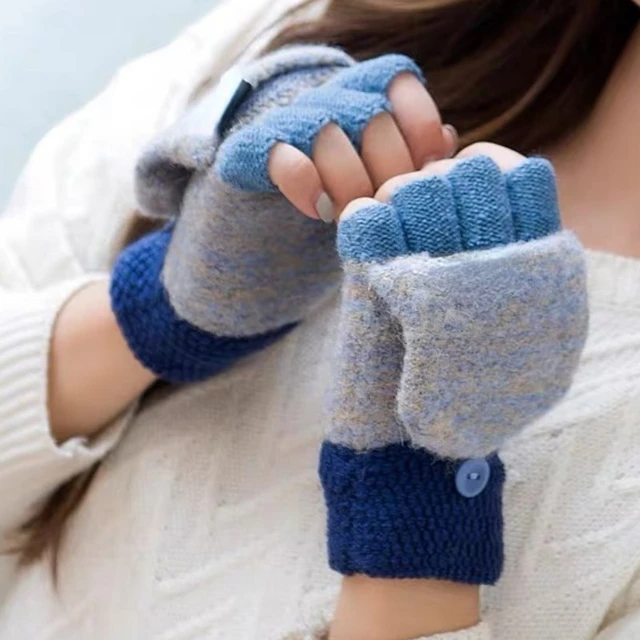 Guantes de lana sin dedos para hombre y mujer, manoplas de punto sin dedos  para pantalla táctil, cálidos, para invierno - AliExpress