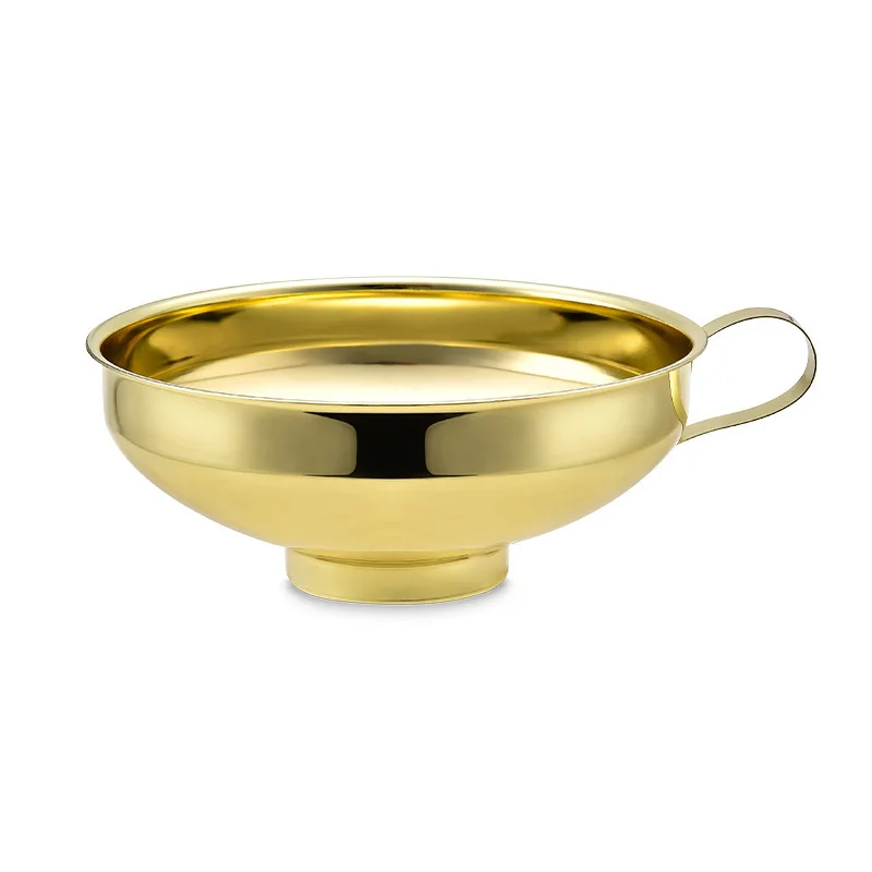 Golden wide-mouth funnel Food Grade Stainless Steel Kitchen Small Mini Metal Gold Food Funnel for Filling Bottles Kitchen Use