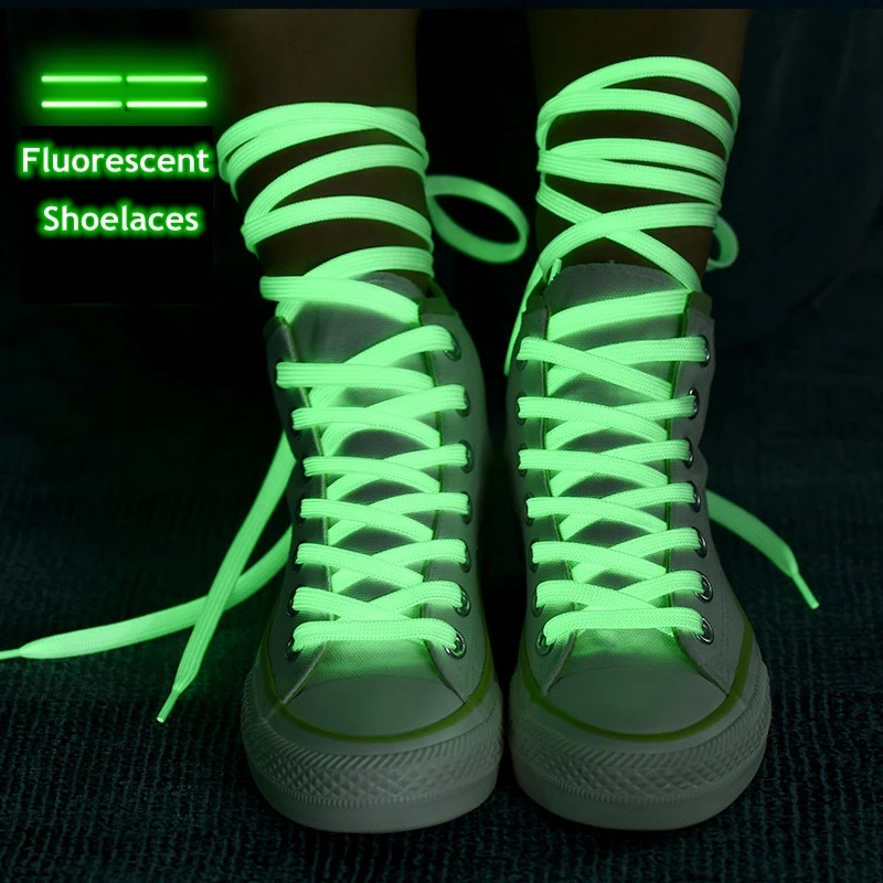 Fluorescerende Schoenveter Lichtgevende Schoenveters Platte Sneakers Canvas Veters Glow In De Donkere Nacht Kleur 80/100/120/140Cm 1 Paar