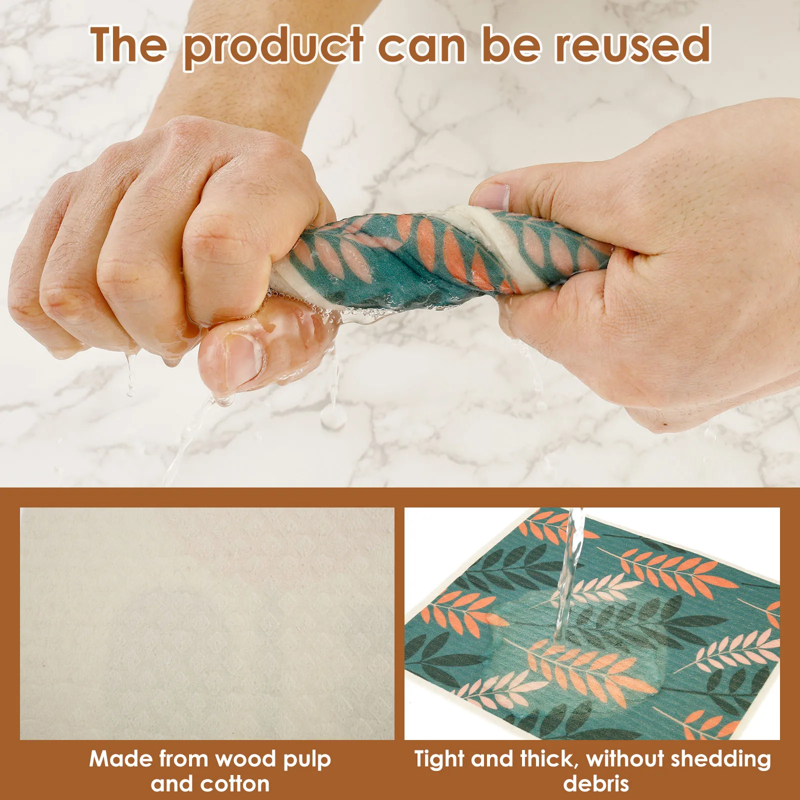 10Pcs Kitchen Cleaning Rags Cellulose Cotton Dish Towel Multiple Styles Water Absorbent Kitchen Washcloths Cookware Scouring Pad