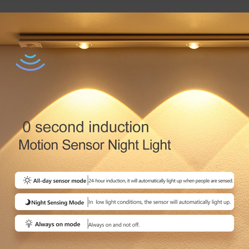 LED Night Light LED Cabinet Light LED Motion Sensor Light Cabinet Lights Motion Sensor Light LED Cabinet Lights Motion Sensor Lights Ultra Thin Under Cabinet Wireless USB For Bedroom Kitchen Closet Indoor Magnetic Lighting
