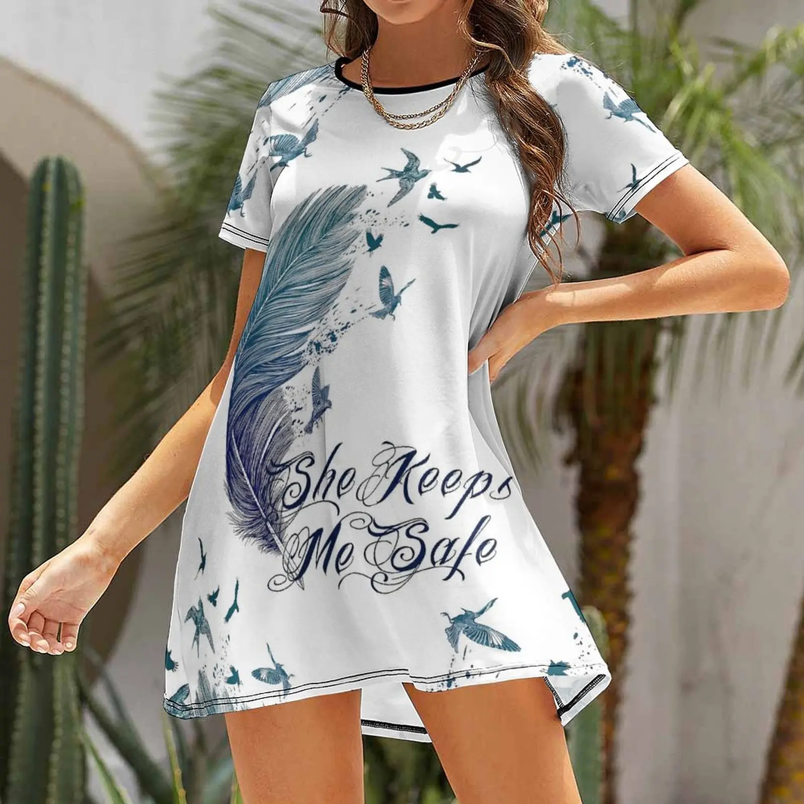 

Fashion Women Summer Loose Boho Vintage Print Dress Elegant Beach Dresses Party Evening Robe Vestidos