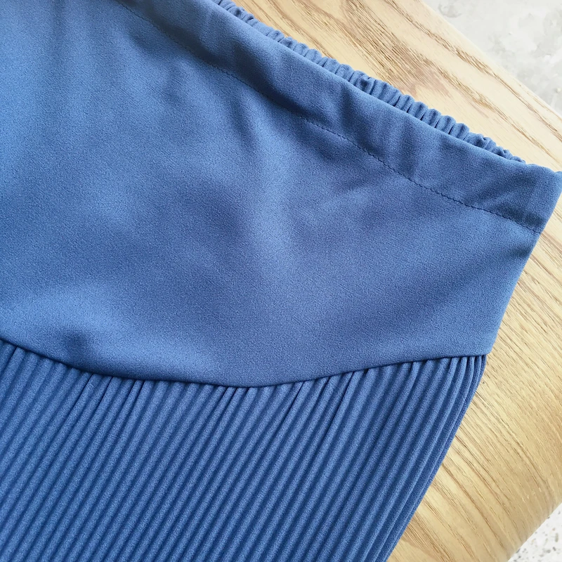2025 Summer Pregnant Women Wide-legged Pants Pleated Straight Leisure Wear Solid Color High Waist Maternity Chiffon Trousers 6