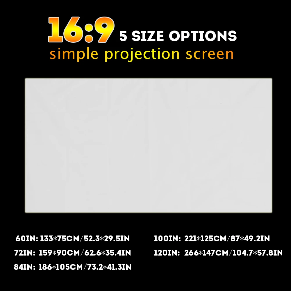 60-120 Inch Projector Curtain Portable White Color Projector Curtain Projection Screen 16:9 projector screen,projection screen
