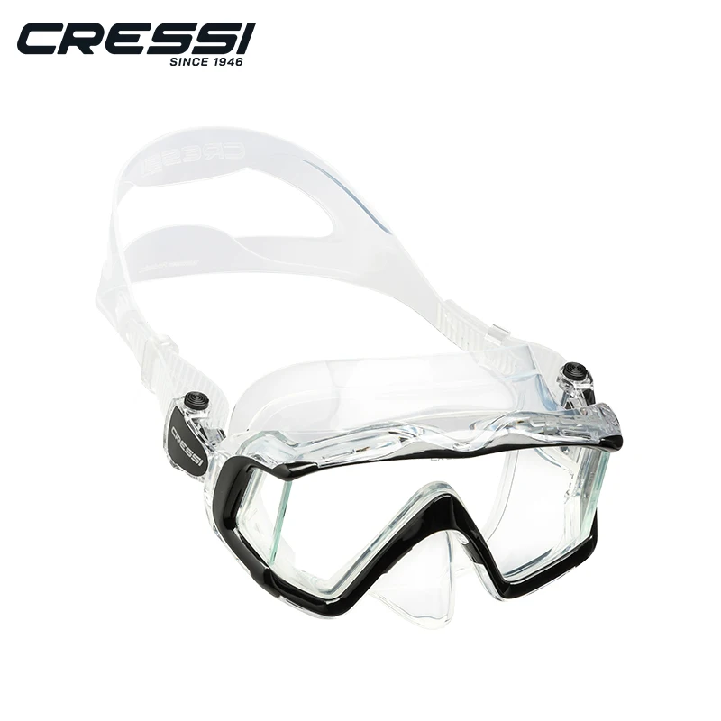 Cressi Snorkeling Diving Mask Swimming Scuba Silicone Skirt Three-Lens for Adults Pano3 5