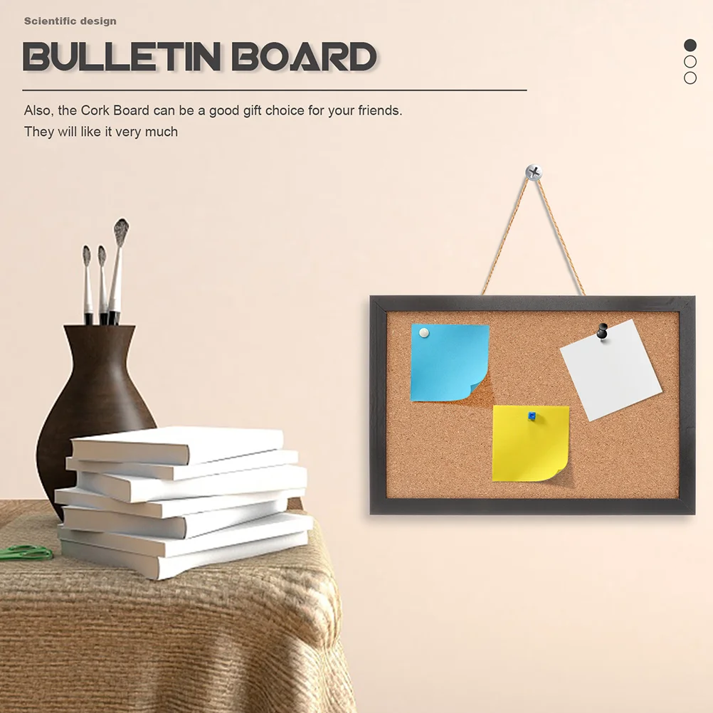 Notice Boards Cork Board Photo Display Hanging Thumbtack Bulletin Black Wall Boards Frame Display Office for Walls Decorative