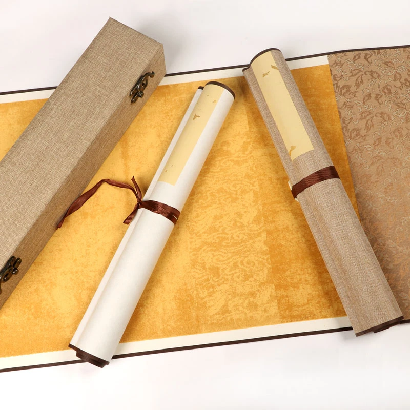 Batik Blank Half Ripe Rice Paper Scroll Brush Calligraphy Lantingxu Xuan Papier Papel Arroz Wang Xizhi Calligraphy Works Scroll