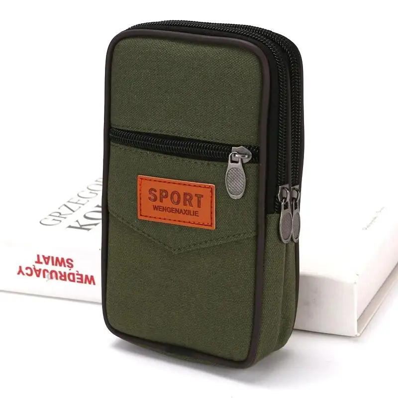 Men's Dual-Layer Canvas Waist Pack - Outdoor Casual Belt Pouch