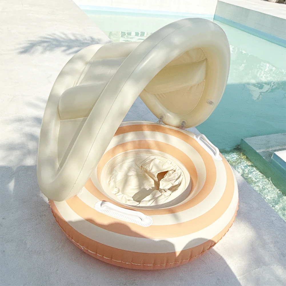Inflatable Swimming Ring Inflatable Pool Float Swimming Pool Floats Baby Swimming Ring Inflatable Swim Ring with Detachable Sunshade Toddlers Pool Float Leakproof Baby Pool Toy for Water Fun