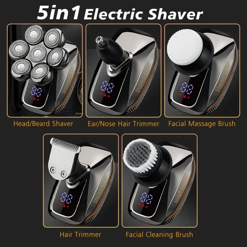 7D Head Shavers for Men 5 in 1 Electric Mens Head Shaver for Bald Men Wet & Dry Waterproof Bald Head Shaver Electric Shavers Men 5