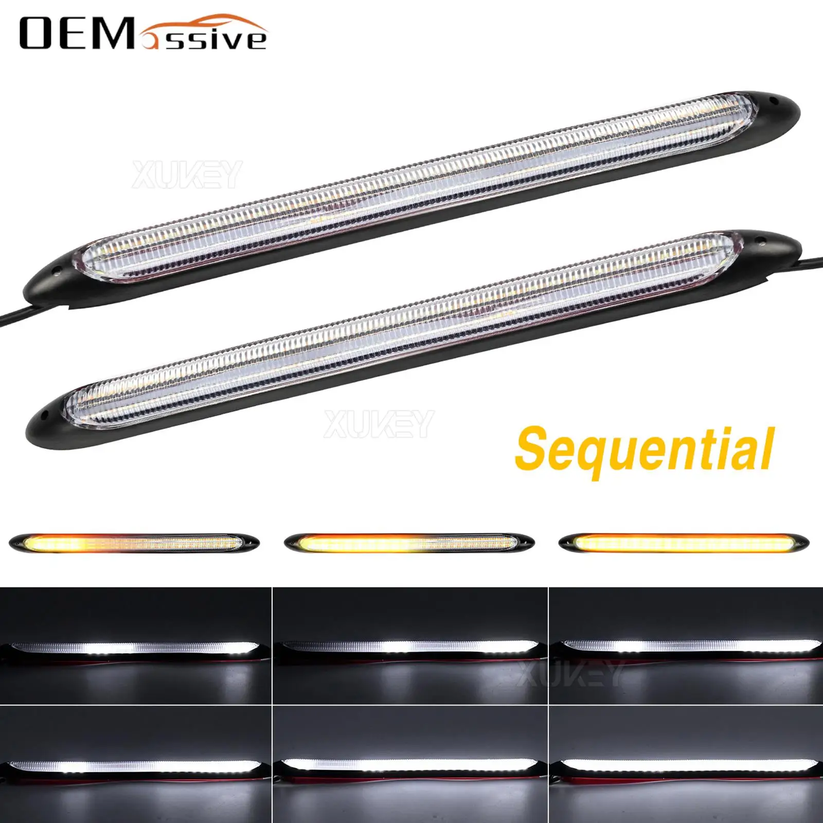 

Светодиодные дневные ходовые огни 2x14 дюймов, водонепроницаемые гибкие Автомобильные дневные ходовые огни, ленты для дневных ходовых огней, поворотники, автомобильные фары, суперъяркие ленты