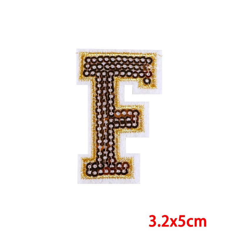 26 englisch Buchstaben Patch Goldenen brief stickerei Patch Brief Eisen Auf Patches Für Kleidung Gold Rand Chenille Patch Abzeichen DIY – Detail 8