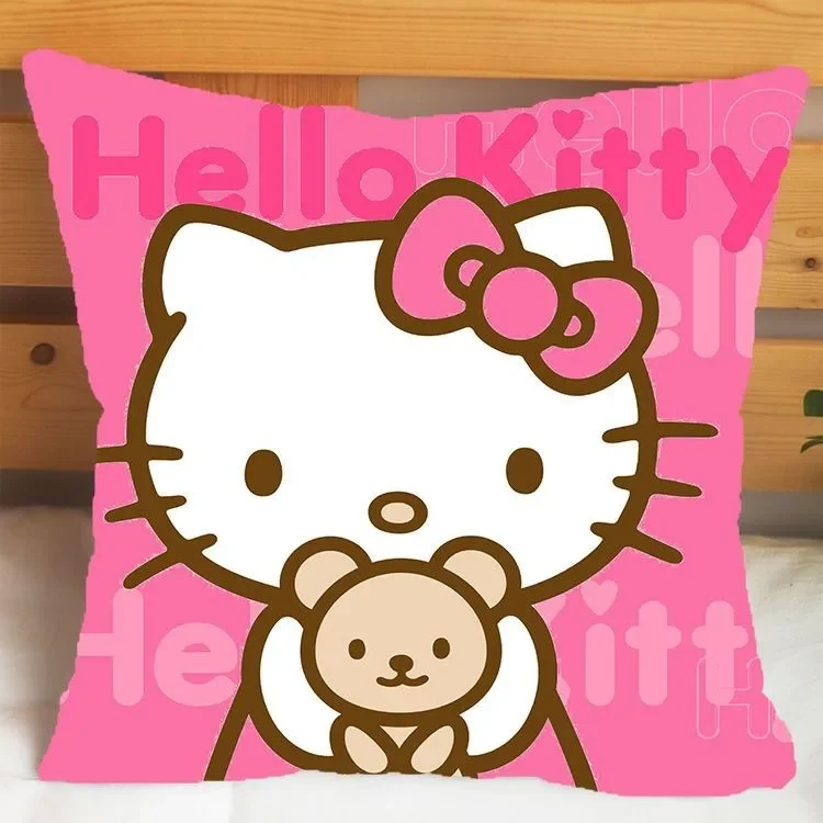 Hello Kitty cat pillowcase cute girly room decoration living room sofa cushion cover children's gift party decoration 3