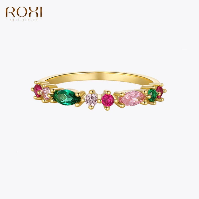 

Кольца женские ROXI, летние, из стерлингового серебра 925 пробы, с разноцветными кристаллами, Обручальные