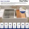 White Farmhouse Sink, 33" L x 20" W Double Bowl Farmhouse Kitchen Sink Rectangular Apron Front Sink Farmer Sink with Grid 3