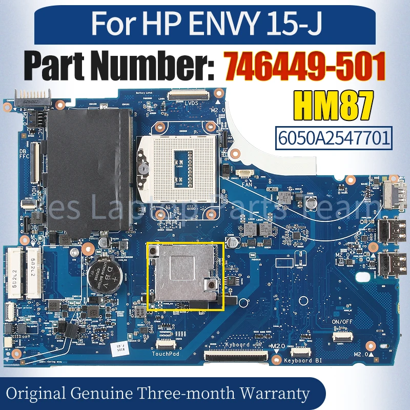 

6050A2547701 For HP ENVY 15-J Laptop Mainboard 746449-501 SR17D HM87 100％ Tested Notebook Motherboard