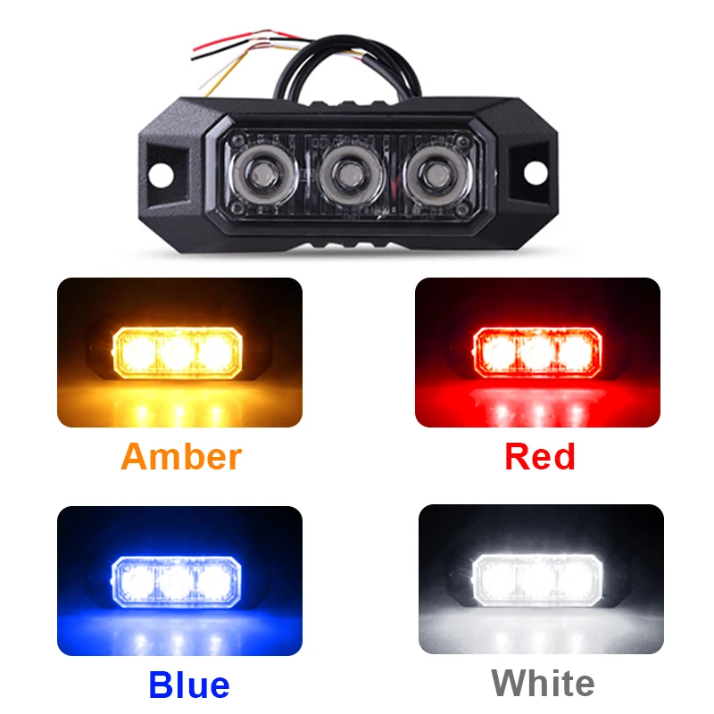 3LED Emergency Strobe Warning Flashing Grille Lights Trucks Cars 12 24V 1PCS