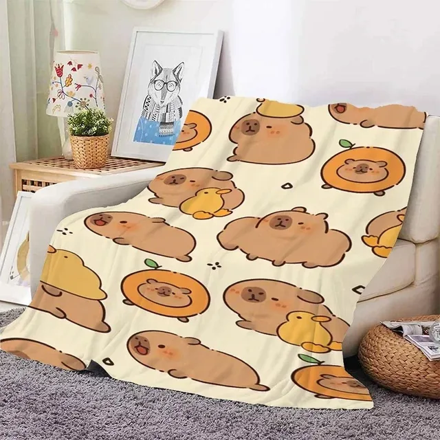 Capibara Lovely Nap Blanket Sofa Winter Warm Bed Camping Fluffy Soft Blankets Microfiber Bedding Use Flannel Throw Blanket 4