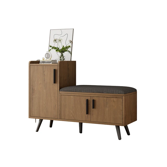COMHTOM Modern Shoe Bench With Asymmetric Metal Handles COMHTOM Modern Shoe Bench With Asymmetric Metal Handles