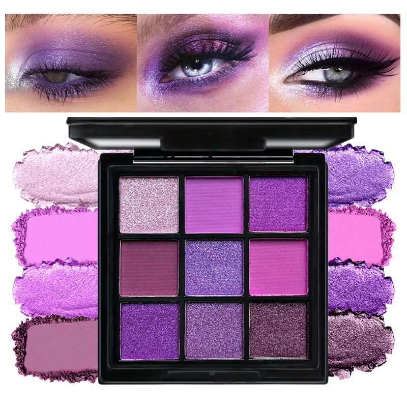 Vibrant Purple Eyeshadow Palette – Versatile Matte & Shimmer, Waterproof, Long-Lasting Finish, Perfect for Smoky & Natural Looks, Unisex