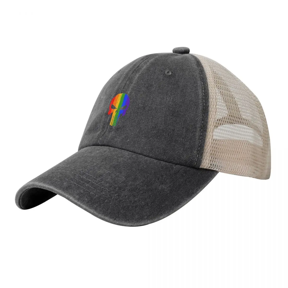 

Gay Pride Skull Cowboy Mesh Baseball Cap Anime Hat Golf Hat Beach Women's Hats For The Sun Men's