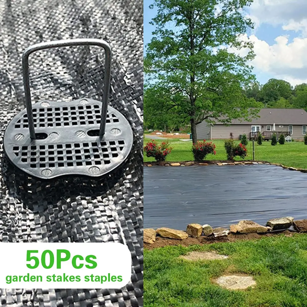 4/6 Inch Landscape Staples 11 Gauge Garden Staples, Galvanized Yard Lawn Stakes U-Shaped Pins Ground Anchors With 50 Gaskets 4