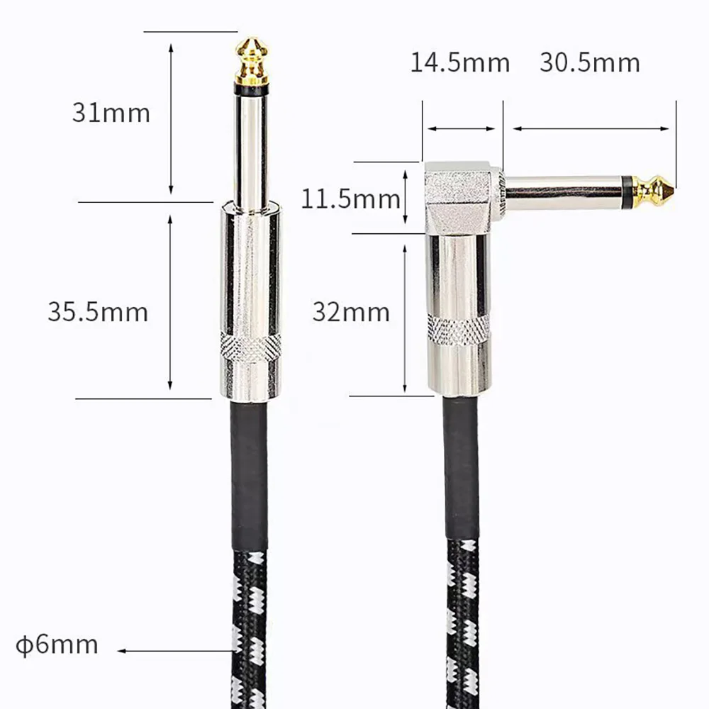 6.35mm Audio Cables TRS 1/4 inch 6.5mm Audio Cable For Electric Guitar Bass 1.5m 3m Gold Plated Shielded Low Noice Jack Cable - 3