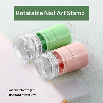Timbro per Unghie Rotante con Dimensione del Motivo Regolabile, Strumento di Trasferimento in Silicone con Raschietto per Nail Art e Forniture per Manicure Fai-da-Te